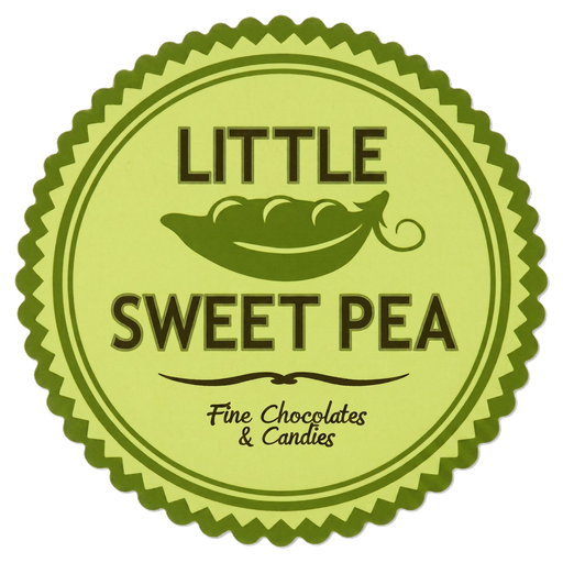 Little Sweet Pea badge: a green pea pod above the name Little Sweet Pea